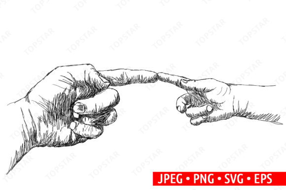 Adult Hand and Child Hand Illustration Review for Embroidery Projects