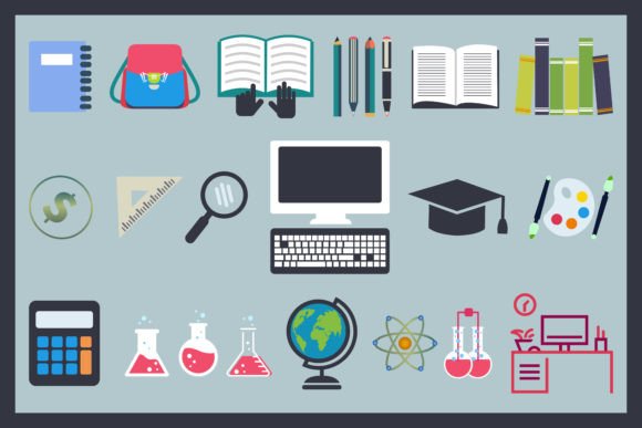 Education School Vector Set Equipment – A Must-Have Graphic Design Asset for Content Creators
