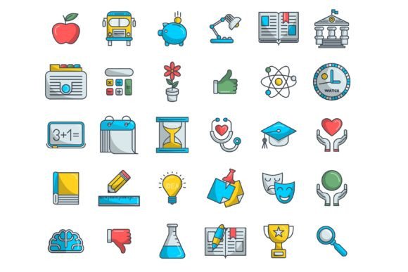 Icons Set of School and Education: A Versatile Graphic Design Asset for Crafters
