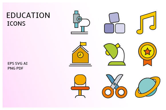 Modern School and Education Icons for Local Business Branding